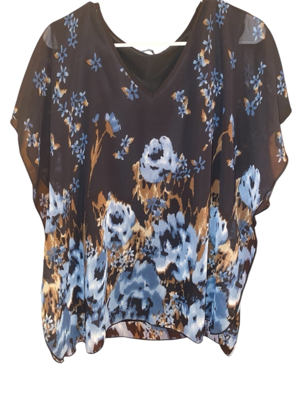 Lotusmile Women's Loose Flouncing Flutter Sleeve Double-Layered Shirt, SZ L NWT - Picture 2 of 6